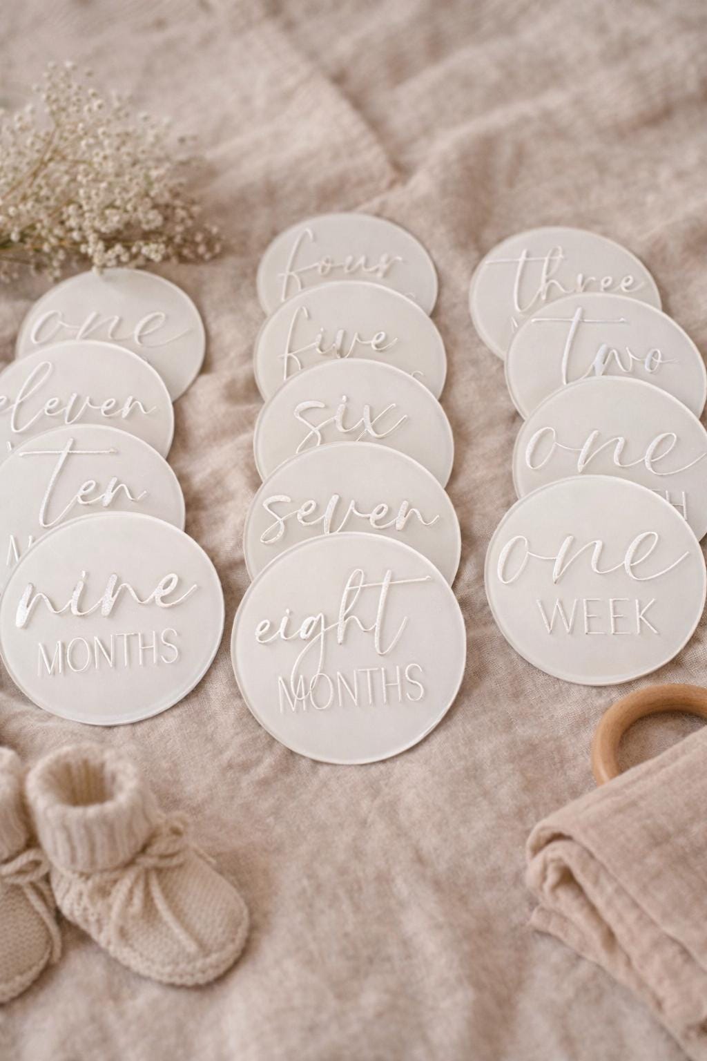 Acrylic Baby Milestone Discs | Neutral Photo Props, Keepsake Set - Etsy