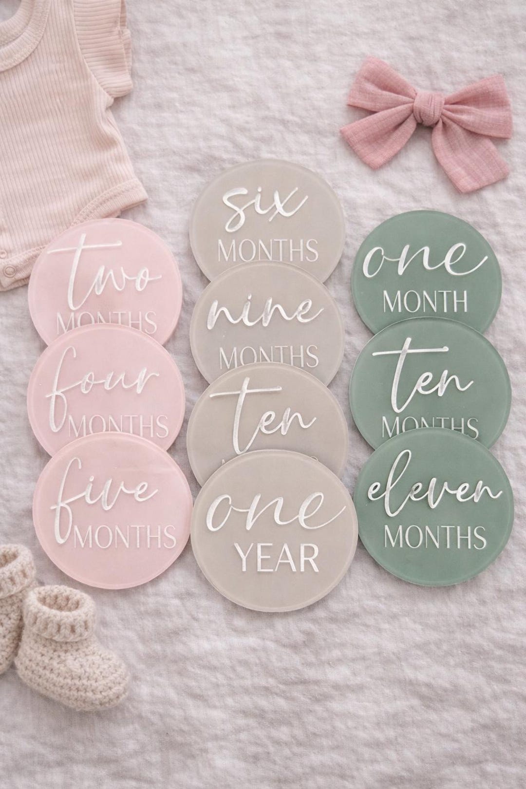 Acrylic Baby Milestone Discs | Neutral Photo Props, Keepsake Set - Etsy