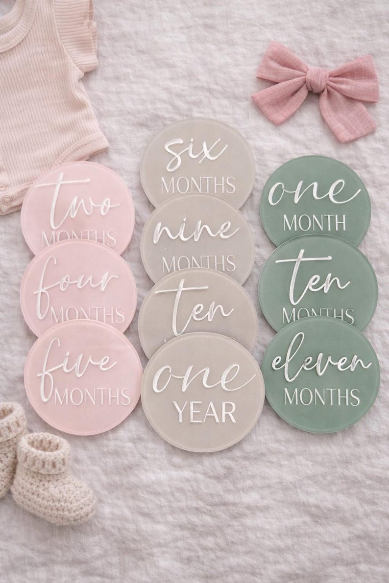 Acrylic Baby Milestone Discs | Neutral Photo Props, Keepsake Set - Etsy