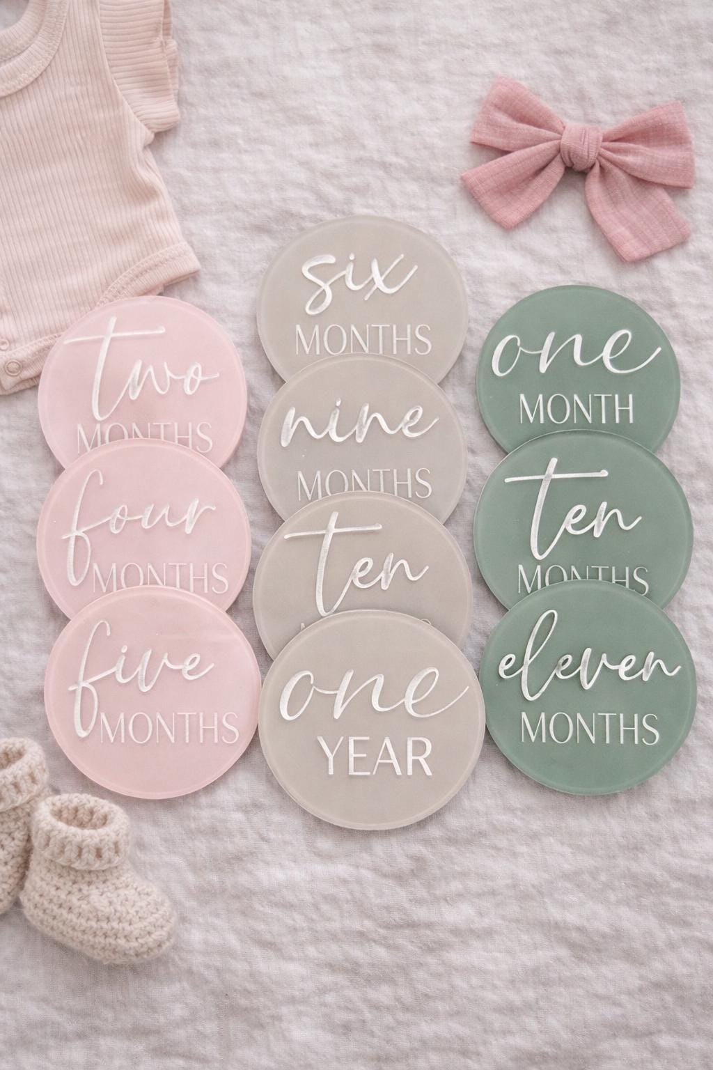 Acrylic Baby Milestone Discs | Neutral Photo Props, Keepsake Set - Etsy