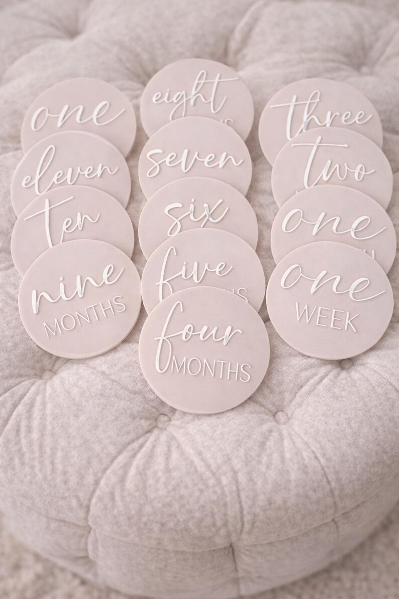Acrylic Baby Milestone Discs | Neutral Photo Props, Keepsake Set - Etsy