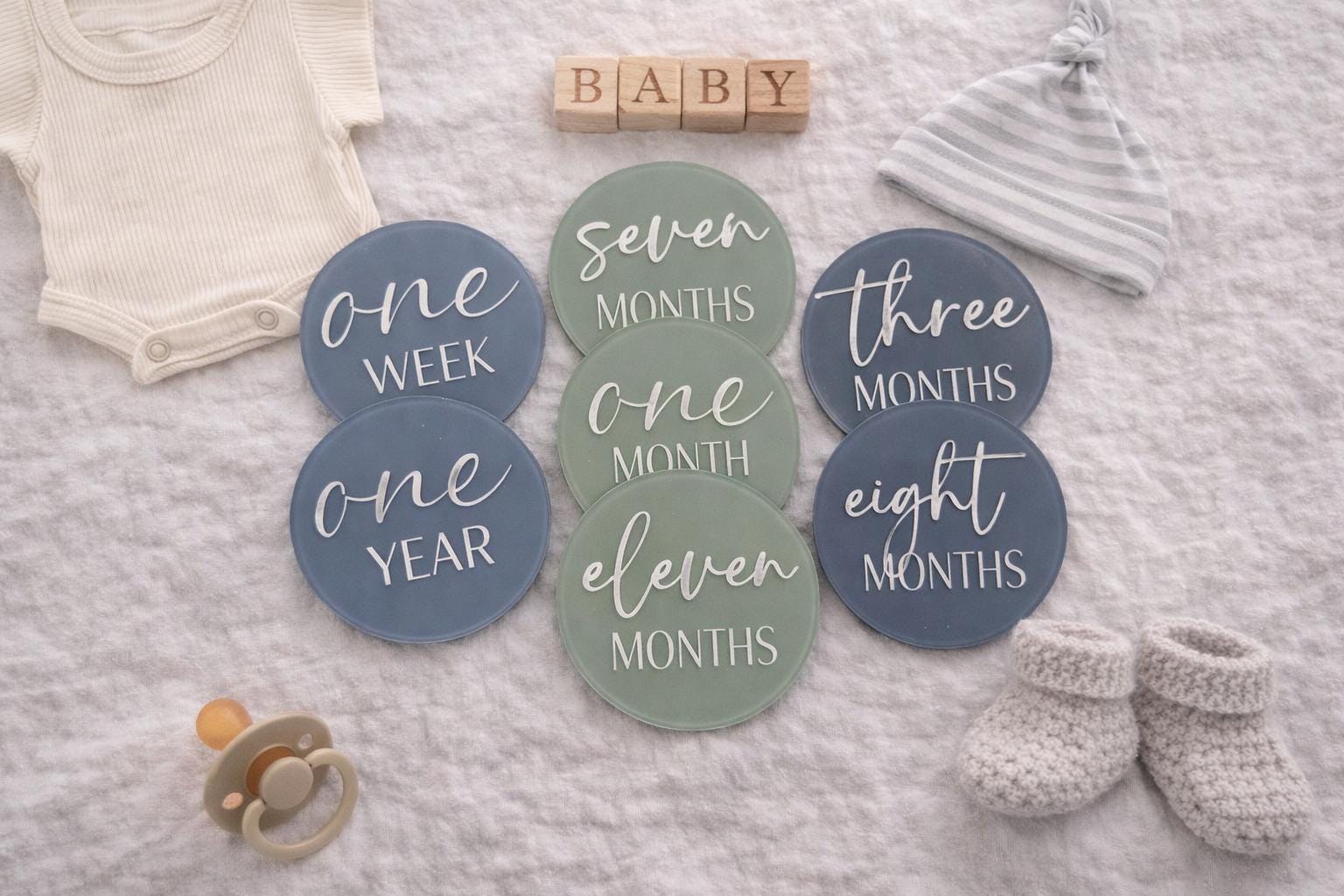 Acrylic Baby Milestone Discs | Neutral Photo Props, Keepsake Set - Etsy