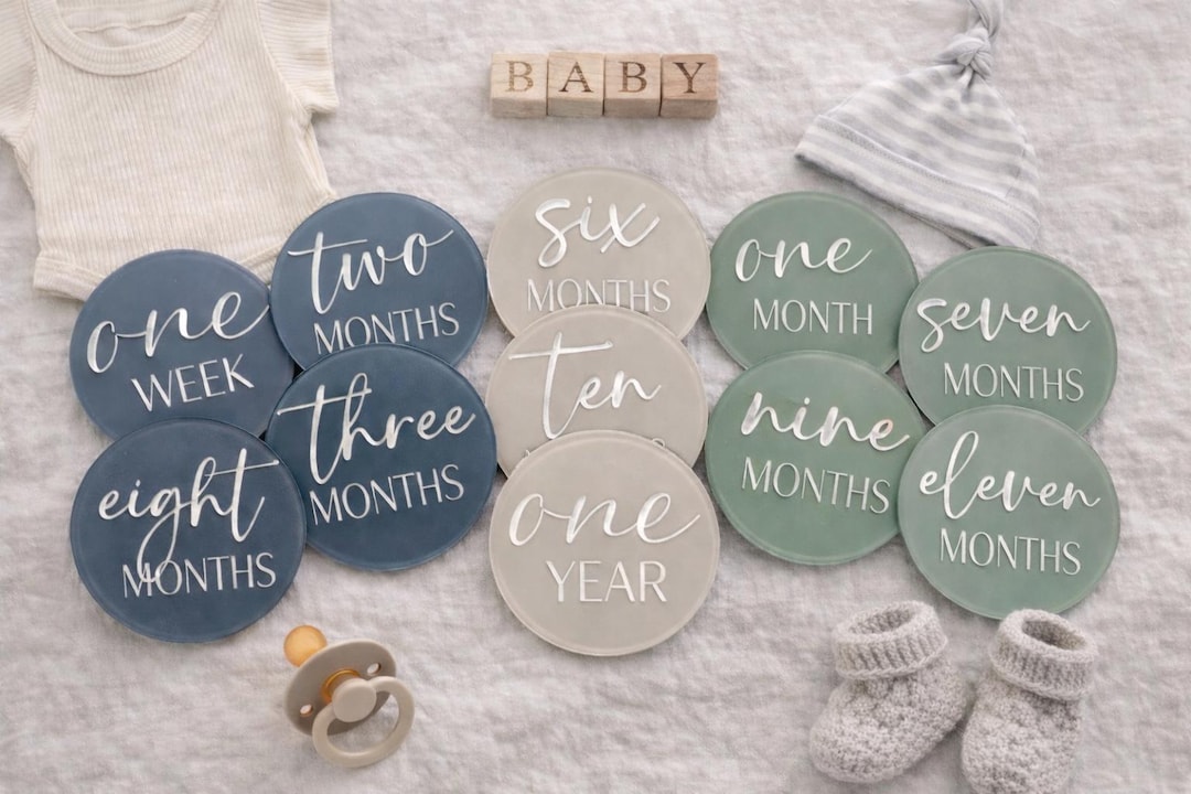 Acrylic Baby Milestone Discs | Neutral Photo Prop Set - Etsy