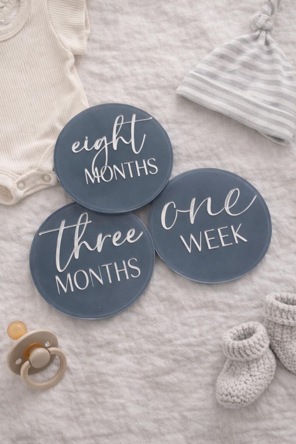 Acrylic Baby Milestone Discs | Neutral Photo Props, Keepsake Set - Etsy