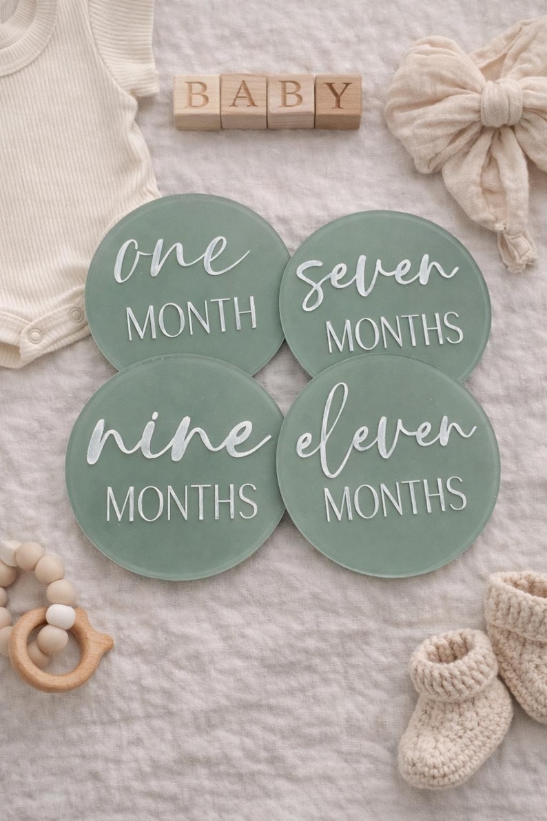 Acrylic Baby Milestone Discs | Neutral Photo Props, Keepsake Set - Etsy