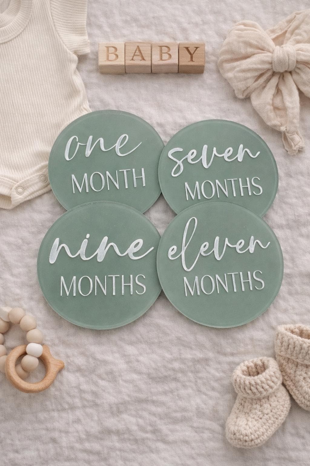 Acrylic Baby Milestone Discs | Neutral Photo Props, Keepsake Set - Etsy
