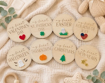Engraved and Acrylic - Baby's First Holiday Milestone Cards - Photo Prop Set