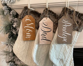 Custom Stocking Tag - Farmhouse Decor - Rustic Christmas - Personalized Tag - Stocking Name Tag - Custom Vinyl Decal Name