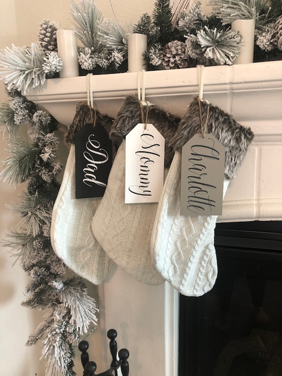 FARMHOUSE Stocking Tags~PERSONALIZED~Rustic~Country Decor~Christmas Stocking Tag