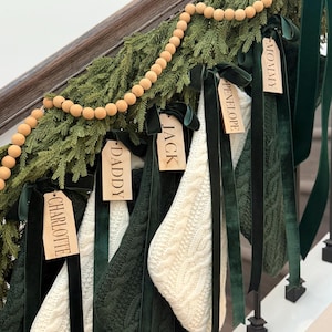 Etiqueta personalizada para calcetín navideño, decoración vintage y moderna, nombre grabado a medida, minimalista