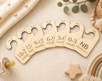 Baby Closet Dividers | Wooden Baby Clothes Organizer | Nursery Closet Dividers | Newborn – 24 Months | Baby Shower Gift