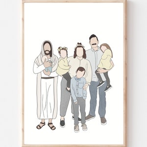 Custom Miscarriage/Infant Loss Family Portrait drawing with Jesus, Angel Baby (*digital download*)