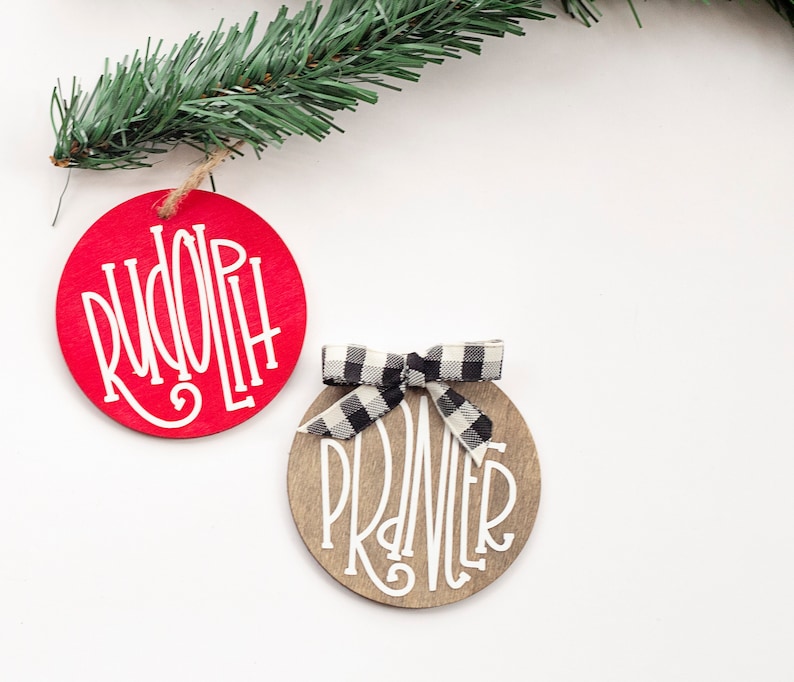 Reindeer Names Wooden Ornament Set,