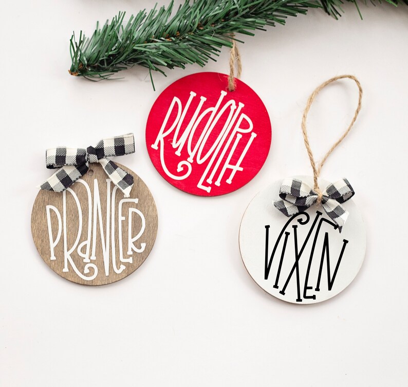 Reindeer Names Wooden Ornament Set,