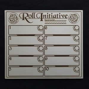 Laser Engraved Whiteboard Initiative Tracker for Dungeons and Dragons or Tabletop RPGs
