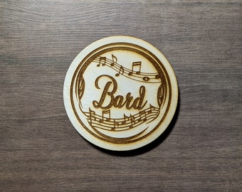Bard - Dungeons and Dragons Laser Engraved Wooden Class Coaster
