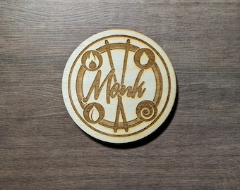 Monk - Dungeons and Dragons Laser Engraved Wooden Class Coaster
