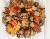 Fall Wreath - Owl Wreath - Autumn Wreath - Halloween Wreath - The Whispering Wreath