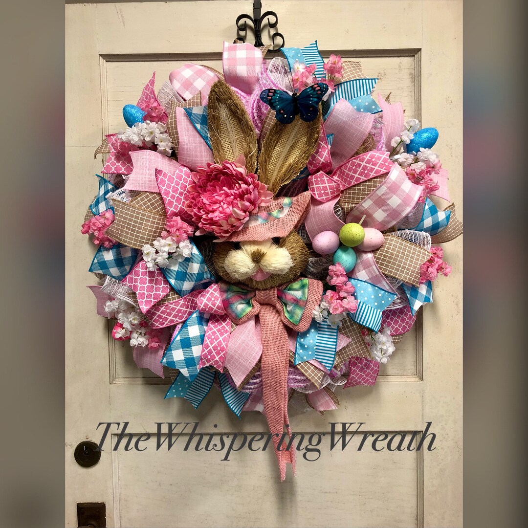 Bunny Easter Wreath – Spring Floral Door Decor - Etsy