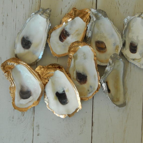 READY TO SHIP Decorative oyster shell ring dish, s gold oyster shell, home decor, coastal wedding
