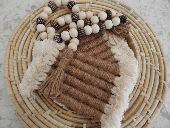 Jute and rope macrame coaster, boho decor, handmade gift, mug rug, neutral decor