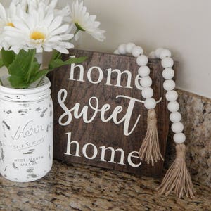 White wood bead garland with jute tassels, boho home decor, jewelry for the home, rustic bead garland, farmhouse beads