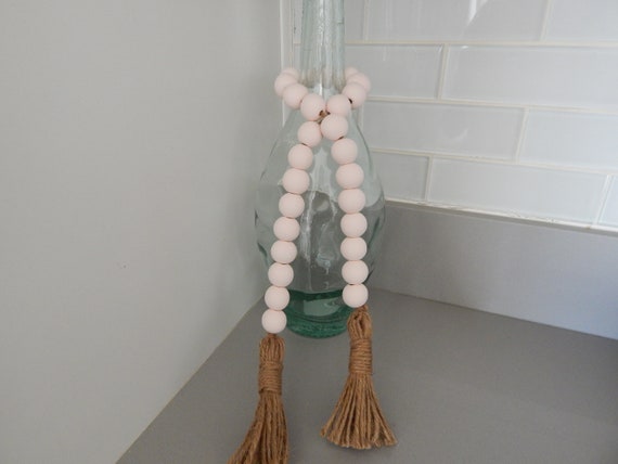 Light Pink Wood Bead Garland with Tassels