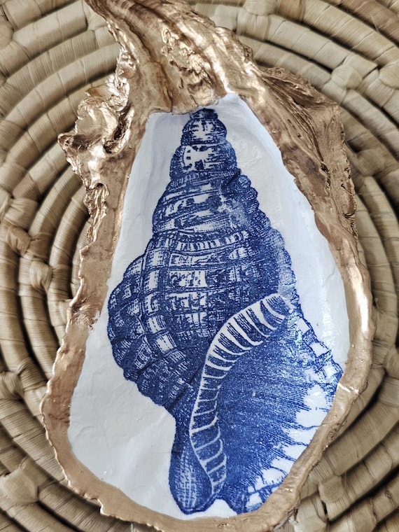 READY TO SHIP Decorative oyster shell, trinket shell dish, shell design decor