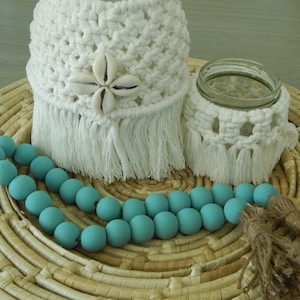 Teal and Wood Beads, Decorative Beads, Farmhouse Beads, Wood Bead