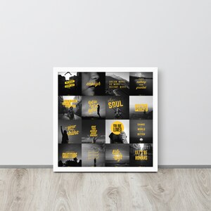 The Happy Project Framed Poster | 16 Inspirational Sayings and Motivational Quotes | Wall Art Prints and Home Decor | Typography Gift