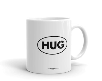 Hug Mug - White Ceramic Coffee Mug, Dishwasher/Microwave Safe