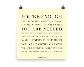 You're Enough Poster Lemon Yellow