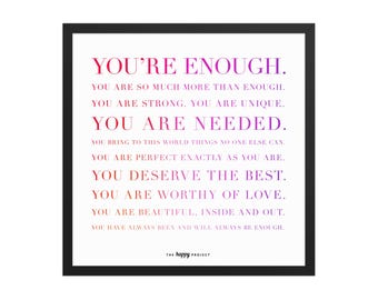 You're Enough Affirmation Poster | Red Purple Gradient, Inspirational Wall Art