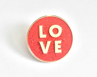 LOVE Glitter Enamel Pin