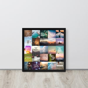 The Happy Project Framed Colorful Poster of 25 Original Inspirational Sayings and Motivational Quotes, Wall Art Prints and Home Decor