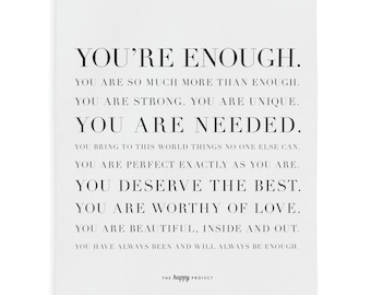 You're Enough Large Vinyl Banner | Matte Wall Art Backdrop | Minimalist Words Typography Banner | 60" x 72"