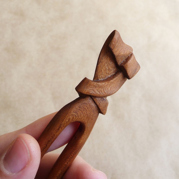 U shaped hair pins for thick hair Two prong hair stick gift for women long hair Hair pick wood carved gifts