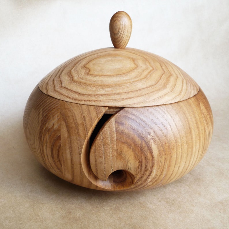 Wooden yarn bowl with lid Yarn ball holder gifts for knitters Etsy