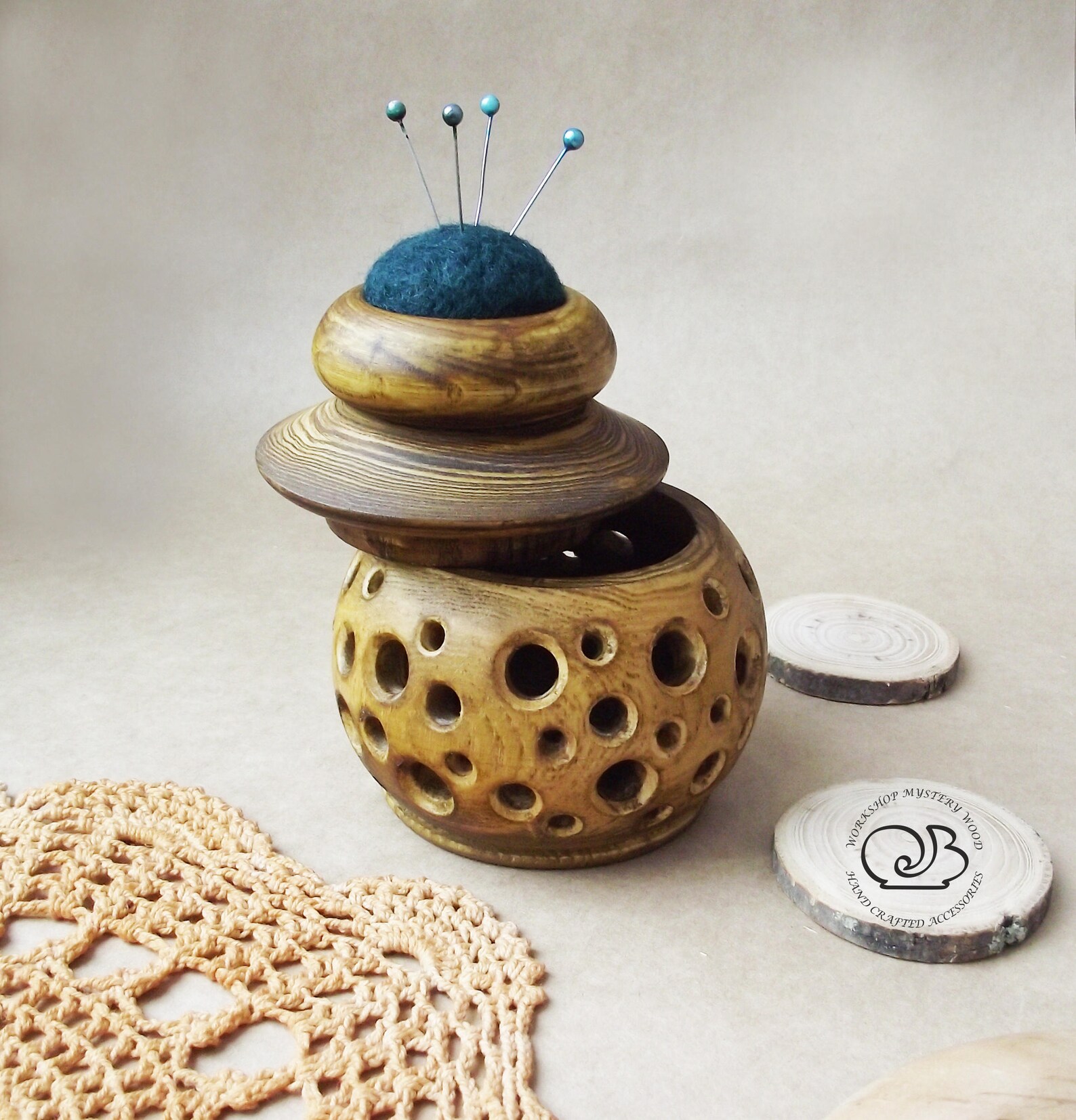 Wood Pin Cushion Seamstress Gift Wool Pin Cushions Handmade Etsy