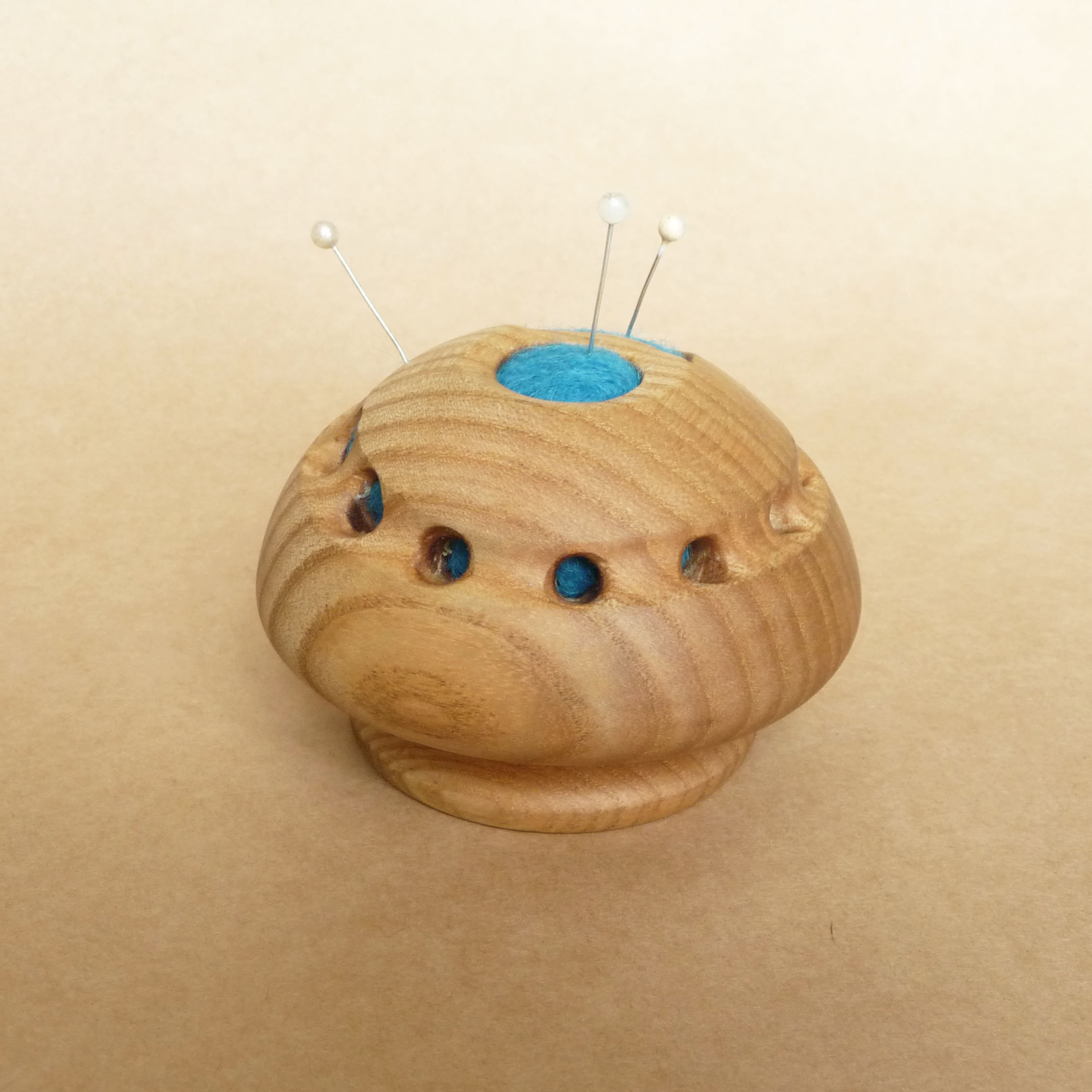 Blue Pin Cushion Sewing Room Wood Wool Pin Cushions Handmade Gifts for