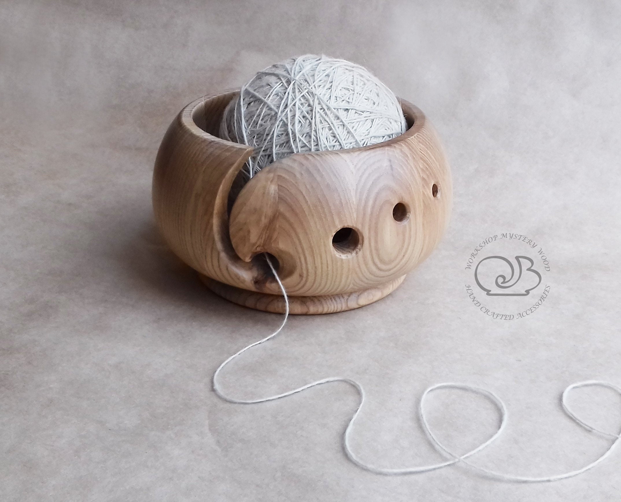 Wood carved bowl Wooden yarn bowl Wood knitting bowl Wood yarn Etsy
