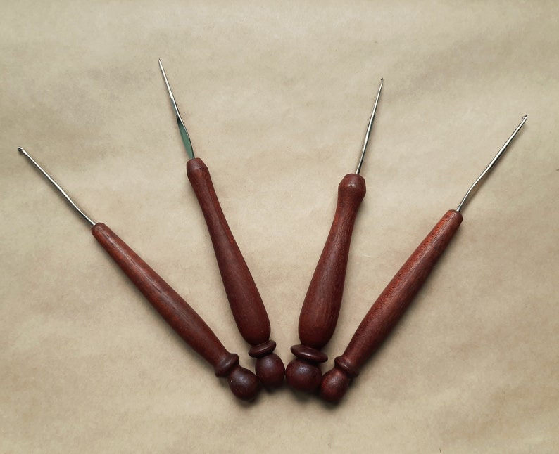 Steel crochet hooks with wooden handle Crochet hooks handmade Etsy
