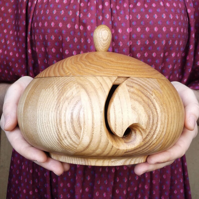 Wooden yarn bowl with lid Yarn ball holder gifts for knitters Etsy