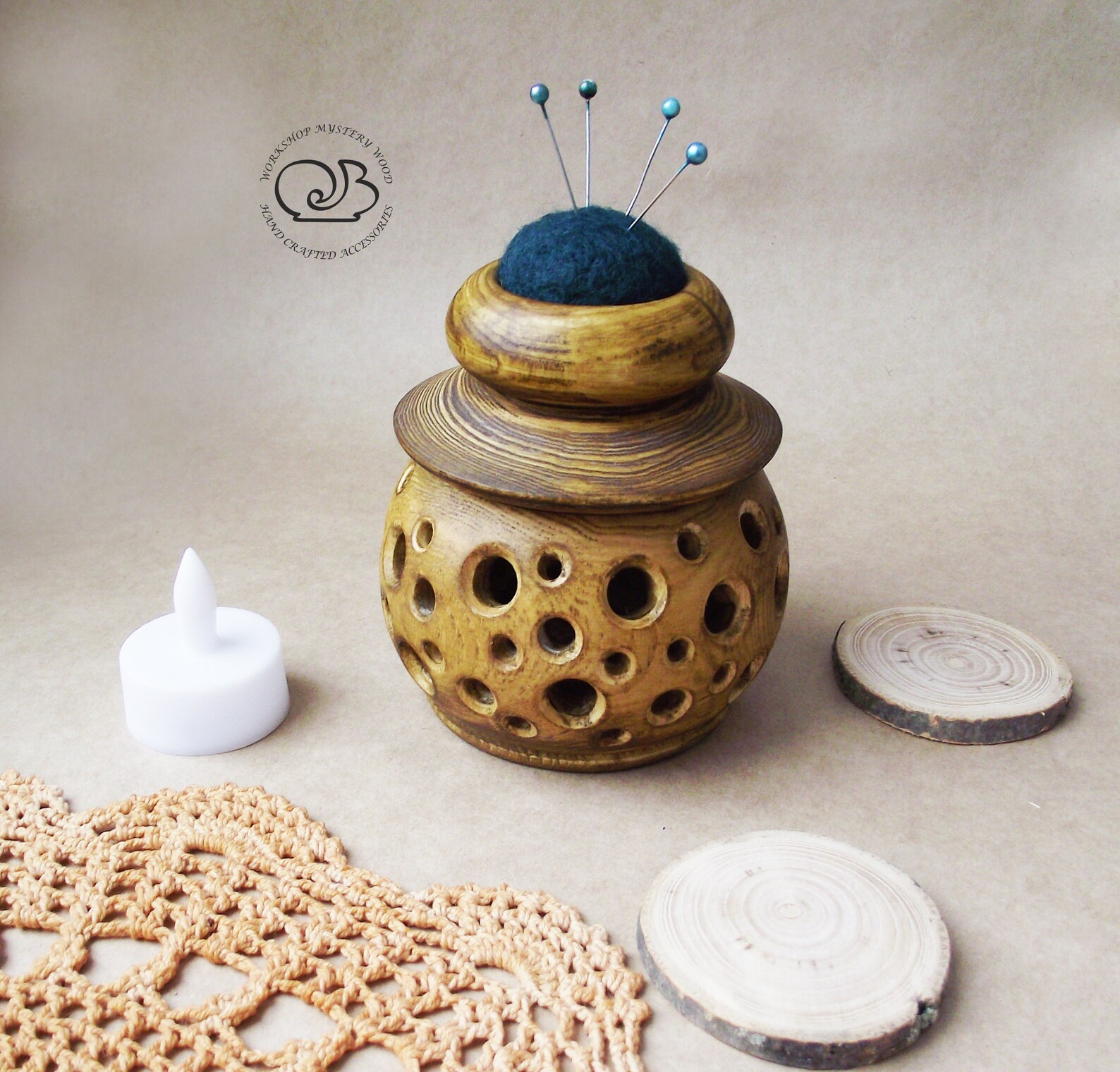 Wood Pin Cushion Seamstress Gift Wool Pin Cushions Handmade Etsy