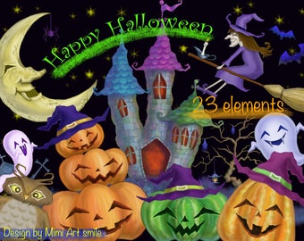 54-teiliges Halloween-Ausschnitte-Set – Kürbis, Spinne, Geist, Hexe, Für Klassenzimmer, Party-Deko, Wiederverwendbar