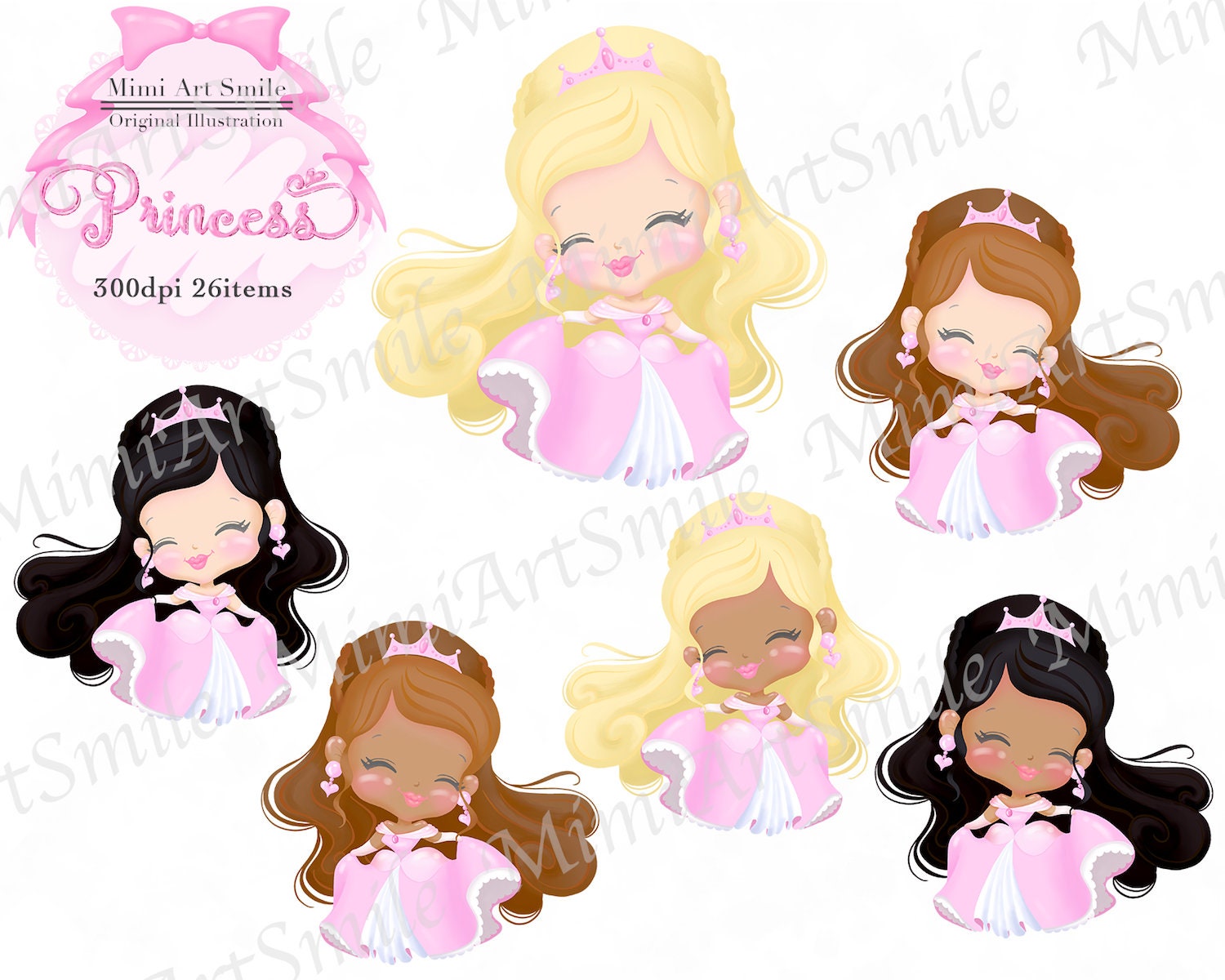Princess Clipart Pink Princess Clip Art Pretty Girl Cute - Etsy UK