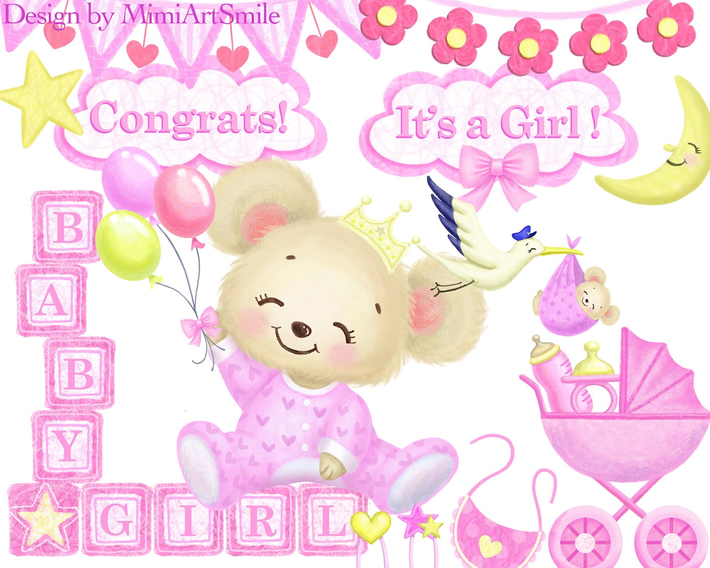 its a girl baby shower clipart