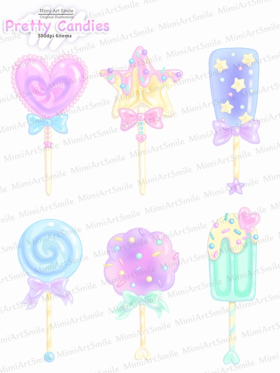 Pretty Candies Clipart Ice Candy 夢かわいいキャンディーお菓子イラスト素材 Etsy