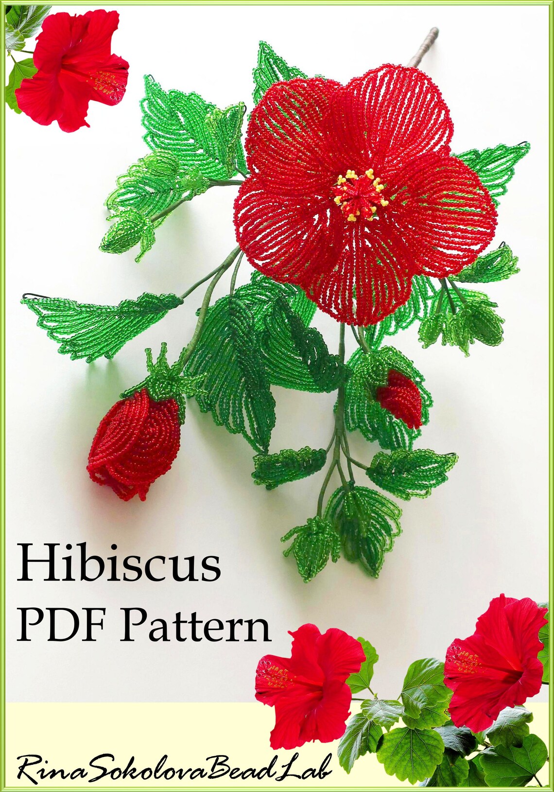 PDF PATTERN French Beaded Hibiscus French Beaded Flower Etsy