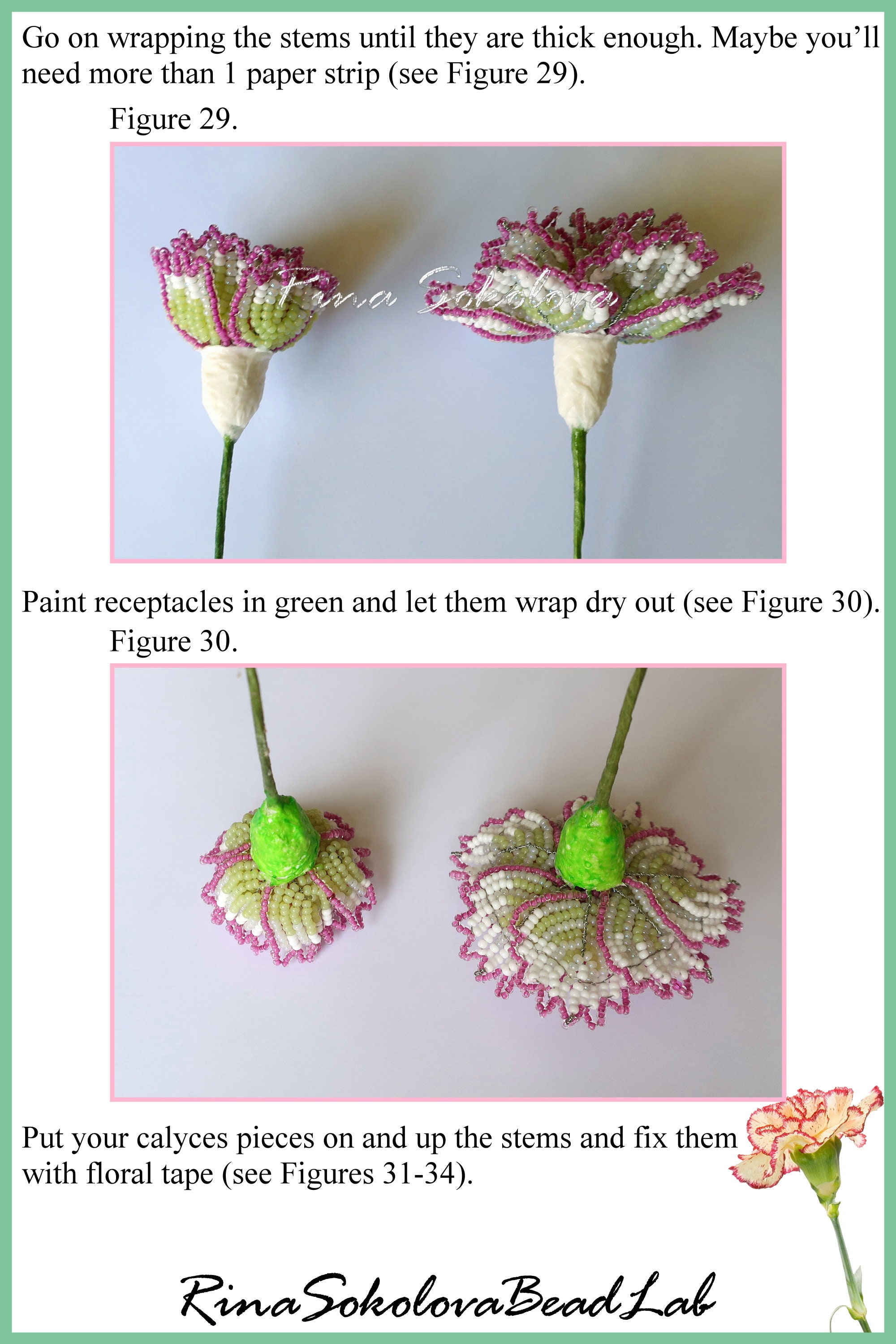 PDF PATTERN French Beaded Spray Carnations French Beaded Etsy